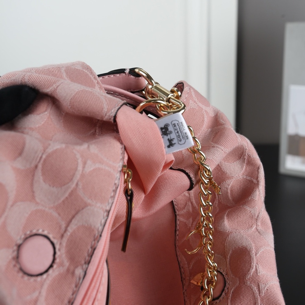 Coach Pink Signature Canvas Drawstring Shoulder Bag - Picture 9 of 9